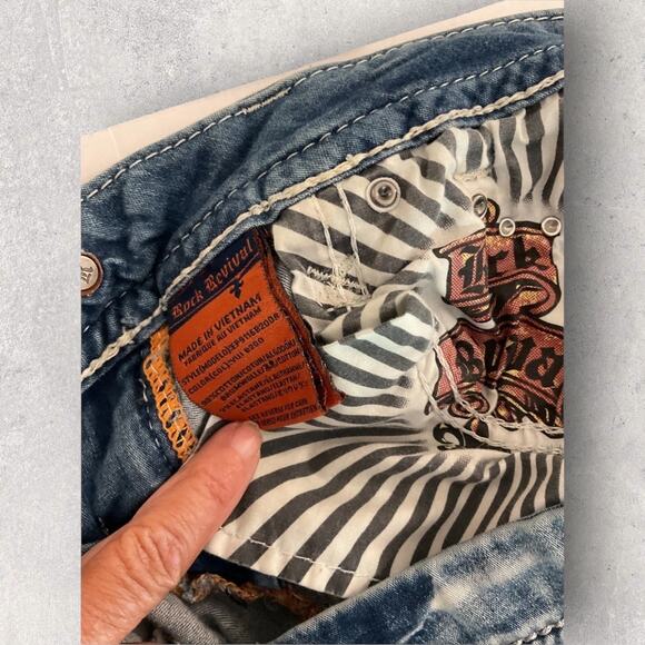 Rock Revival Daly Alt Women’s 26 Straight Leg Distressed Bling Denim Jeans - Picture 6 of 14